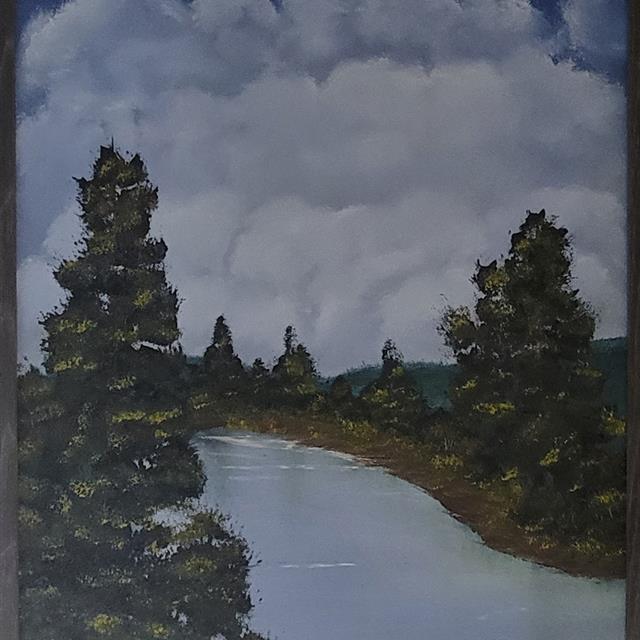 Summer river painting by Doug Schlenker